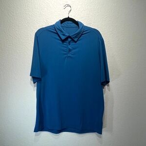 Gerry Weber‎ Garry Polo Shirt Mens Large Blue Stretch Brushed Knit Golf Tennis